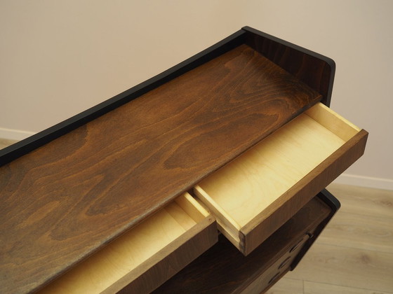 Deens secretair bureau uit de jaren 60 met walnootfineer en uitschuifbaar schrijfoppervlak. – Ladekasten (photo 10 of 19)