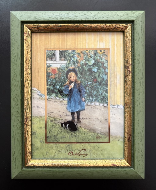 Carl Larsson - Brita con gatto / Collezione Artis Orbis di Goebel – lithos zeefdrukken, Glass, Paper