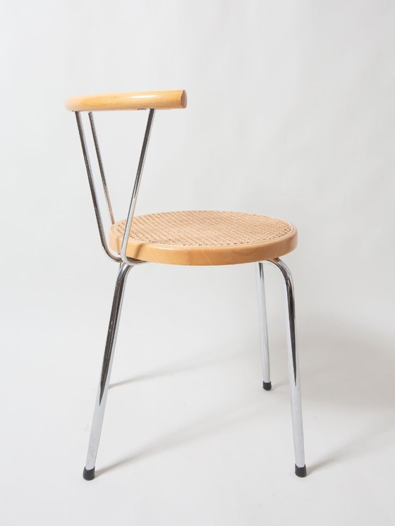 Image 1 of Stoelen met rotan zitting en chroom