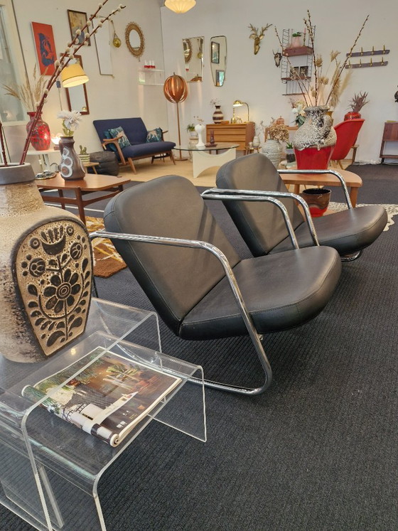 Set van twee vintage buisframe schommelstoelen in Bauhaus-stijl – Fauteuils, Skai (photo 9 of 9)