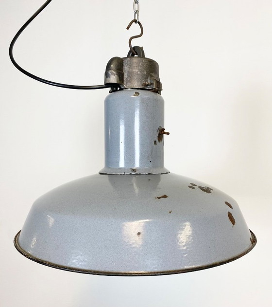 Image 1 of Suspension industrielle en émail gris, style années 1950