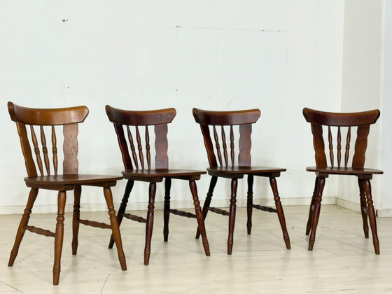 Image 1 of Set of 4 vintage wooden chairs – country style dining chairs / chairs