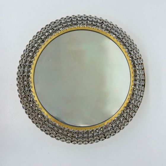 Image 1 of Specchio illuminato Palwa con ottone e cristallo , anni '70