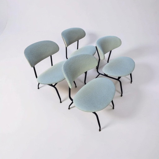 Ensemble de 4 fauteuils lounge de Gastone Rinaldi, Italie, années 1950 – stoelen fauteuils, Metal, Textile (photo 2 of 7)