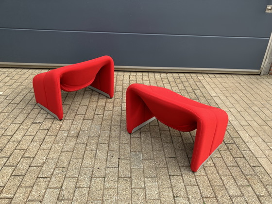 Image 1 of 2x sedie Artifort Groovy F598 M in tessuto originale, in ottime condizioni!