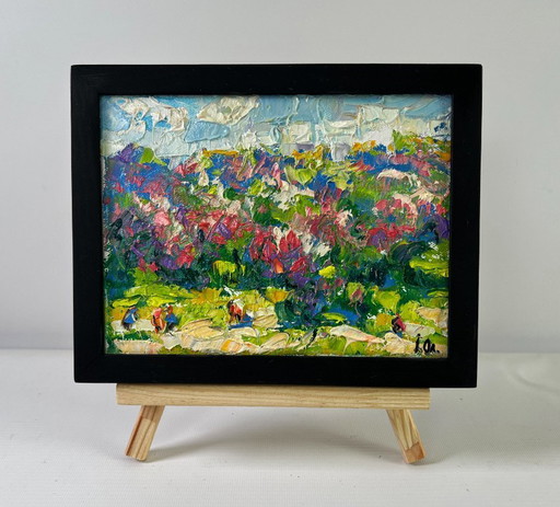Original Oil Painting Colorful Trees Landscape Spring colors