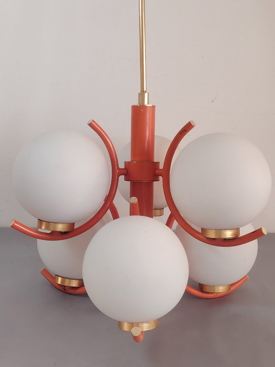 Image 1 of Lampe suspendue futuriste Spoutnik de l'ère spatiale, attribuée à Richard Essig