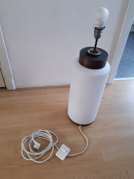 Image 1 of Doria floor lamp with original floral shade from the sixties