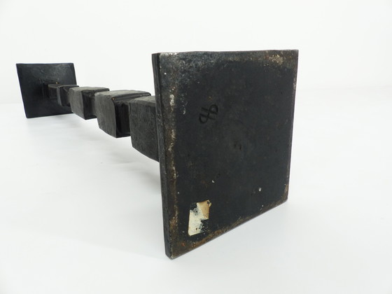 Image 1 of Large Black Wrought Iron Brutalist Candle Holder 1950-1960