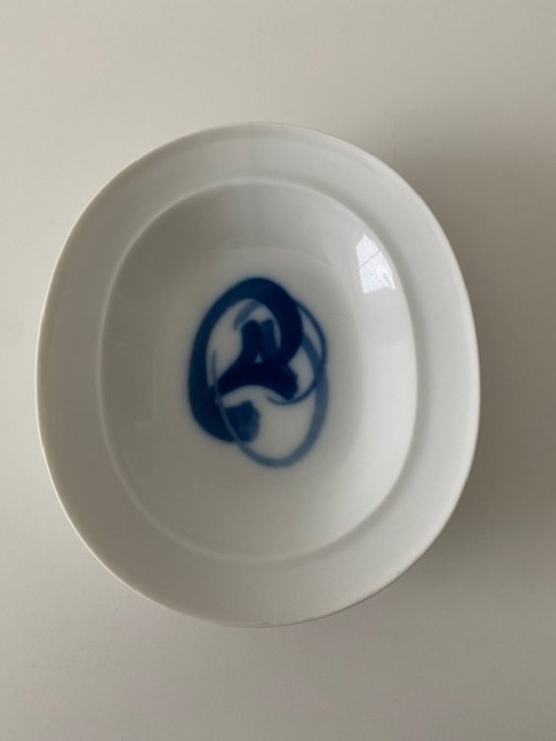 Bing Grondahl Denmark Henning Koppel 1960 oval plate Blue Koppel