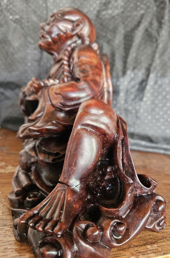Antike handgeschnitzte Luohan/Damo-Statue – Bildhauerei, Wood (photo 6 of 11)