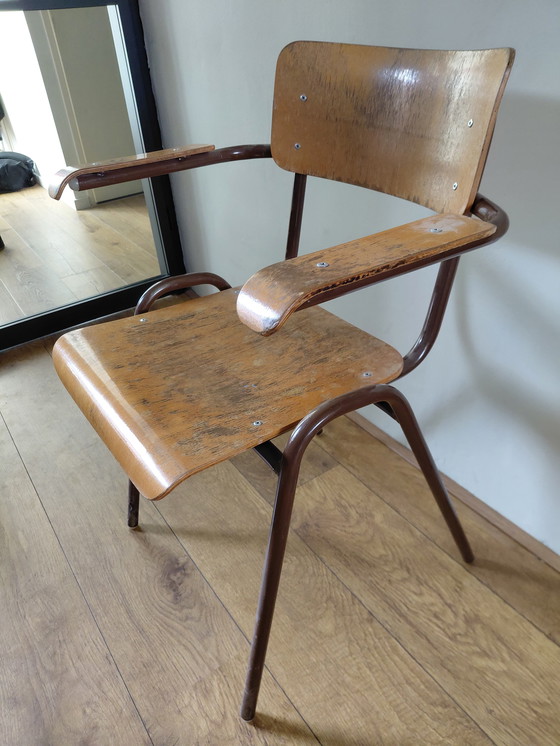 Image 1 of Vintage kantinestoelen met armleuningen buizenframe 