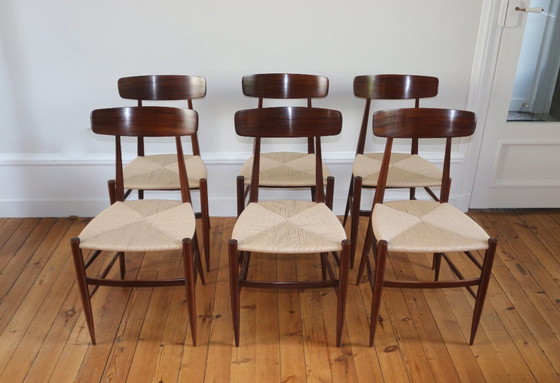 Image 1 of Rare série de 6 chaises vintage corde italienne Eredi Marelli, 1950