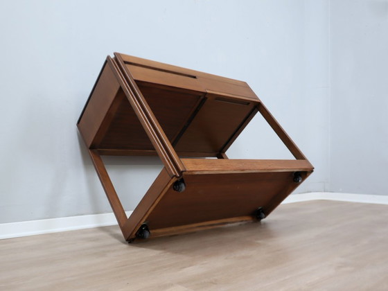 Image 1 of Angelo Mangiarotti for Molteni 4D Series solid wood Bar Cart 1970s