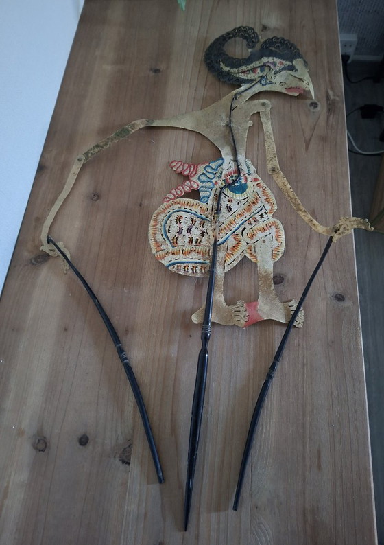 Image 1 of Wajangpop Javanese shadow puppet with stand.