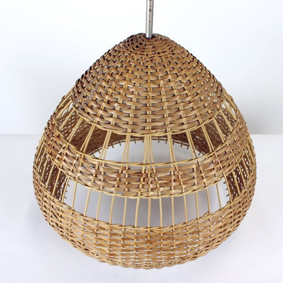 Image 1 of Lampada da soffitto vintage in rattan, Cecoslovacchia, anni '60