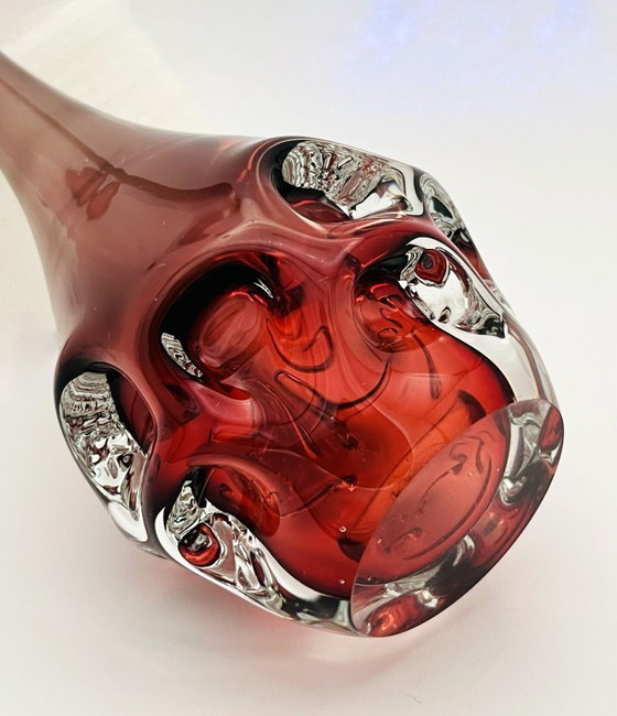 Image 1 of Retro sueco- Börne augustsson- Jarrón con huella digital - alto- rojo