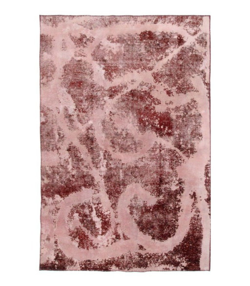 Alfombra Oriental Anudada a Mano Vintage Arte Clásico y Diseño en Relieve 248 x 167 cm Color Rojo