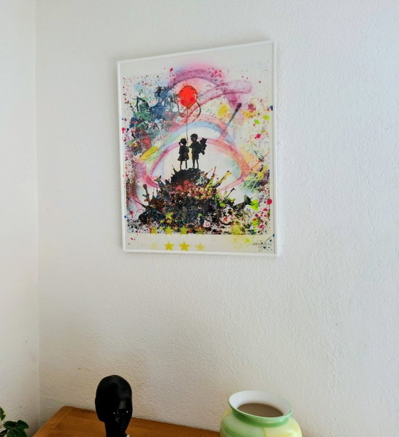 UTOPIA - Kids On Guns Hill - Peinture D'Artiste Sous Verre – Peintures et dessins, Paper (photo 11 of 19)