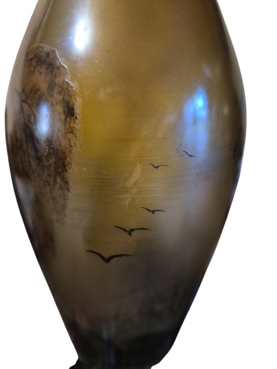 Paire de vases en verre peints à la main, Michel Nancy, Marron, Art Nouveau (photo 18 sur 23)