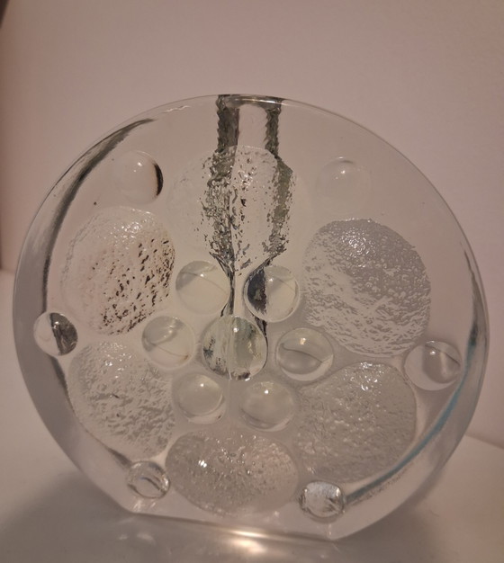 Image 1 of Vintage soliflore vase made of thick block glass, produced by the German manufacturer Walther Glas
