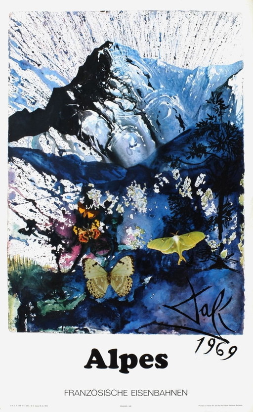Salvador Dalí SNCF - Franse Spoorwegen - Alpes (klein) originele poster 19