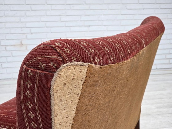 Image 1 of 1960s, Danish 3-seater sofa, red furniture wool, beech wood.