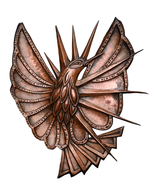 Handmade copper relief wall decoration from the Art Nouveau period
