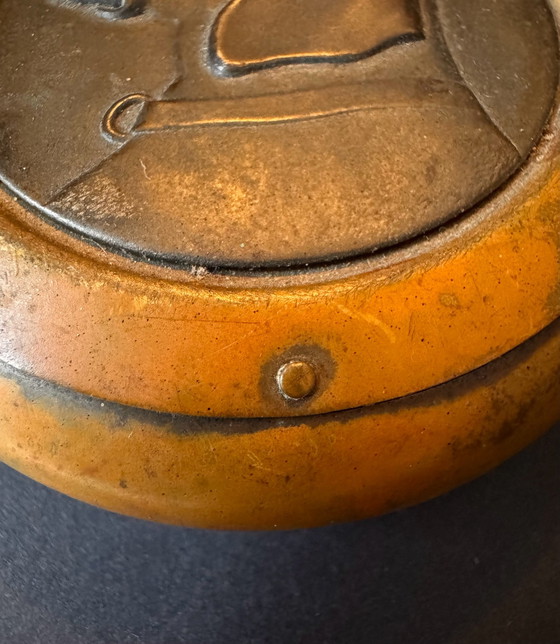 Antique Brass Tobacco/Snuff Box with Hunting Dog Relief (c. 1900), Marked, Decorative Objects, Copper, Brown (photo 3 of 13)