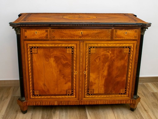 Napoleon III French Sideboard Inlaid with Geometric Floral Motifs, 1850
