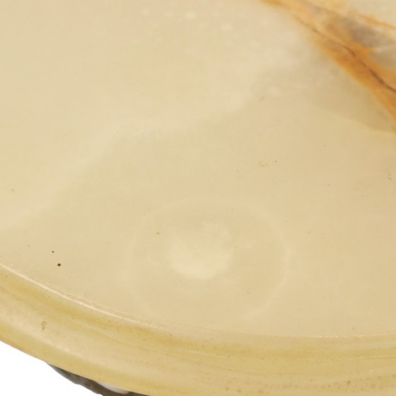 Vintage Brass Side Table with Round Onyx Marble Top (photo 14 of 23)