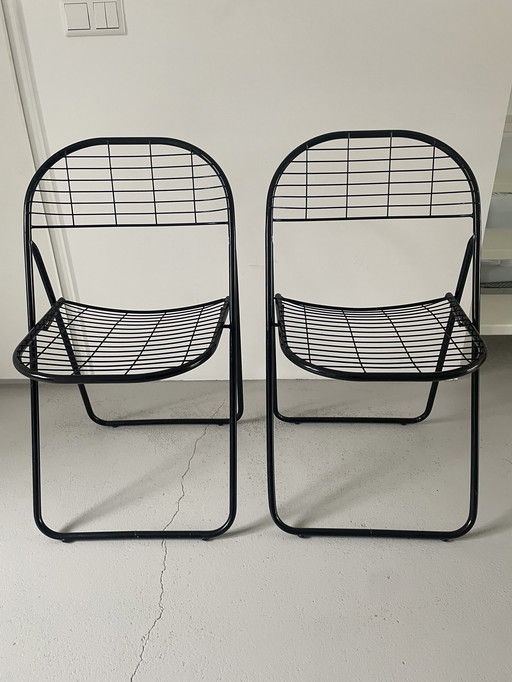 Chaises vintage en fil de fer – lot de 2 – conçues par Niels Gammelgaard