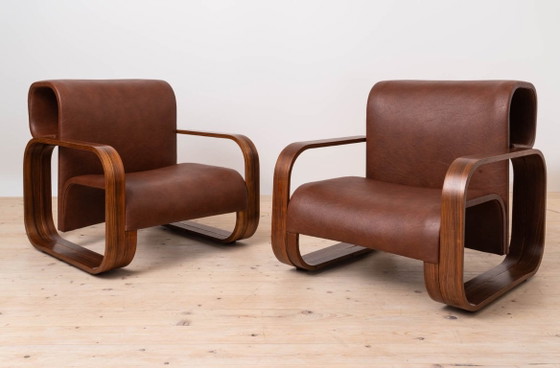 Pair of J. Bočan Brutalist Lounge Chairs for the Czechoslovak Embassy, Stockholm – Armchairs, Wood (photo 4 of 23)