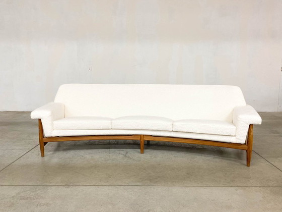 Image 1 of Sofá TV en Bouclette blanco teca de Johannes Andersen para Trensum, 1958