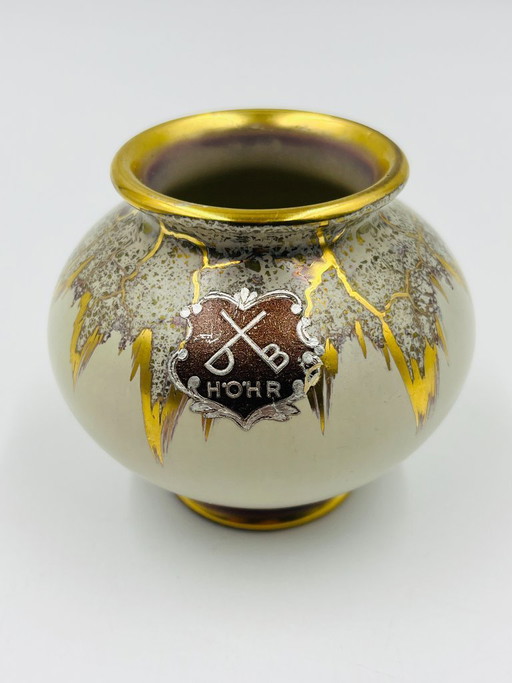 Jarrón en miniatura Dümler Breiden Höhr, dorado, modelo vintage