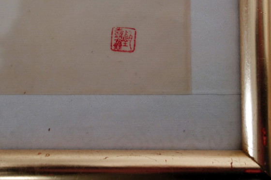 Image 1 of Set di 2 dipinti cinesi d&#39;epoca su seta