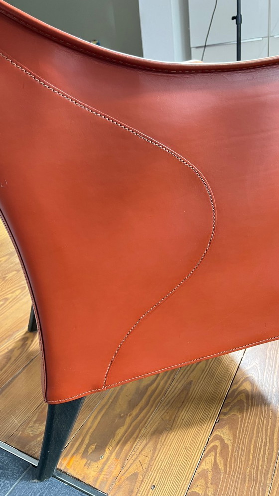 Image 1 of Giorgetti Progetti Set van twee fauteuils – Rood leer / Rood leer (2 stuks)