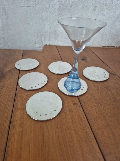 6 silver coaster Carr sheffield .925