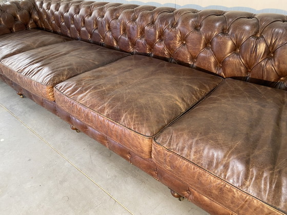 Mega XXXL Chesterfield Sofa Cognac Cigars Mint Condition – Leather, Wood (photo 6 of 11)