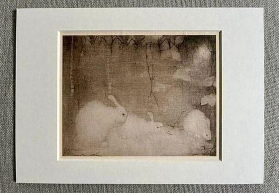 Image 1 of Jan Mankes 1889-1920 / Héliogravure originale Lapins dans une forêt d'automne 1923