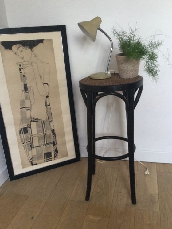 Image 1 of Antique Thonet-style high stool – caned seat