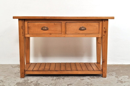 Table d'appoint vintage en pin, fabriquée à la main, années 1930