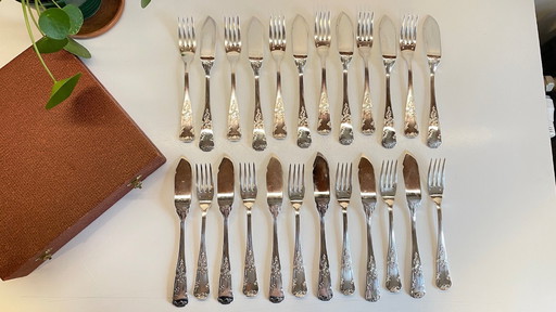 12 Fourchettes 12 Couteaux à Poisson PLATIL Métal Argenté 