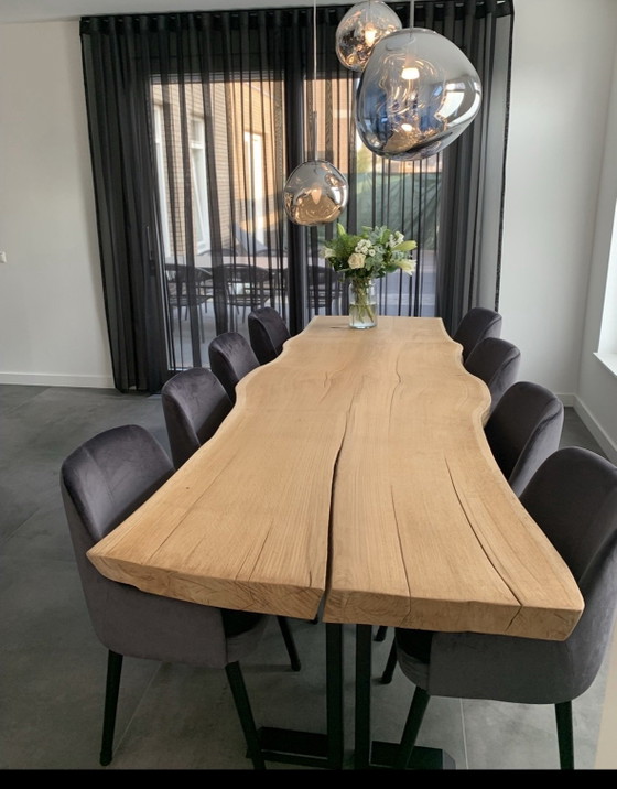 Eikenhouten Tafel met stalen poten, Eettafels, Bruin (foto 5 van 5)