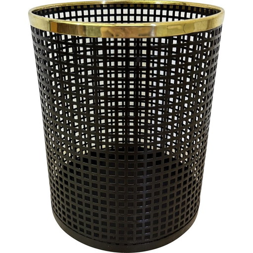 Cesta de metal perforado de mediados de siglo, década de 1970