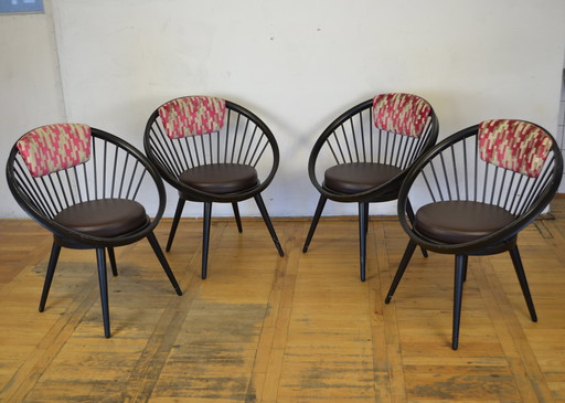 4x Circle Chairs by Yngve Ekström