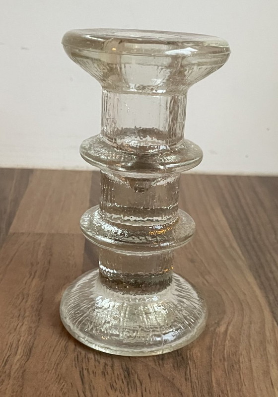 Image 1 of Pukeberg - Due candelabri in vetro ghiacciato disegnati da Stafan Gellerstedt