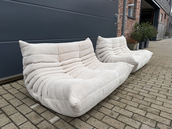 Image 1 of Ligne Roset Togo 2x 2-seater and 1x 3-seater in Beige Corduroy