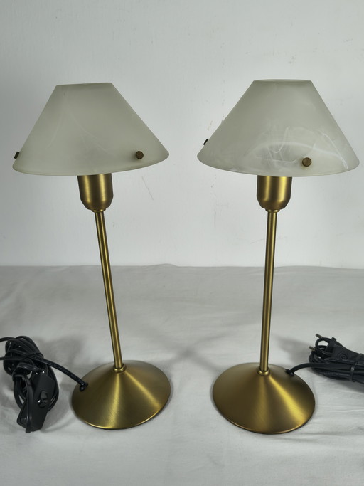 2 Minimalist table lamps with alabaster glass