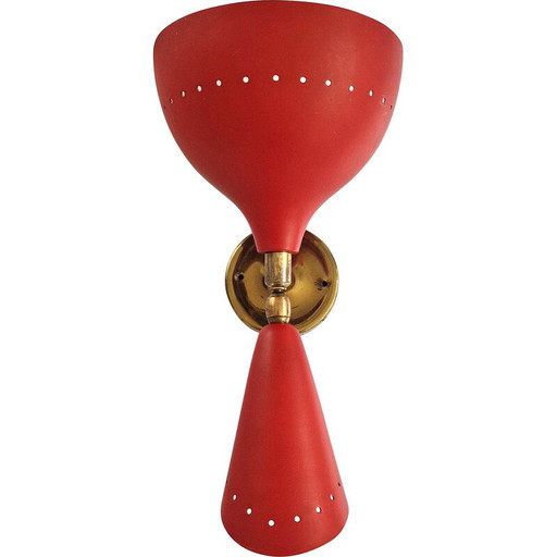 Vintage wall lamp in organic perforated metal, 1950